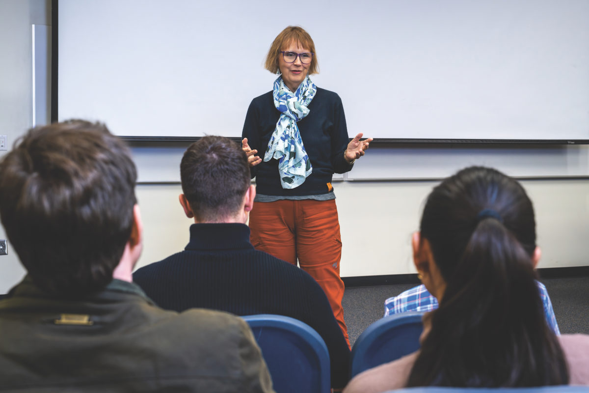 Alice Smith, the Joe W. Forehand Jr. Distinguished Professor in the Department of Industrial and Systems Engineering, teaches her engineering economic
systems course in Shelby Center.